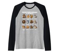 Gráfico Lindo De Animales Prehistóricos del Mundo Kawaii Camiseta Manga Raglan