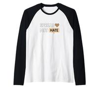 Gráfico Love Not Hate Tan de Tan Color Camiseta Manga Raglan