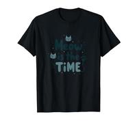 Gráfico Meow is The Time Cat Lover Camiseta, Hombre, Negro, XL