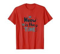 Gráfico Meow is The Time Cat Lover Camiseta, Hombre, Rojo, S