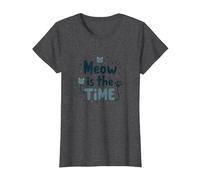 Gráfico Meow is The Time Cat Lover Camiseta, Mujer, Jaspeado Oscuro, S