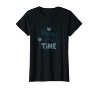 Gráfico Meow is The Time Cat Lover Camiseta, Mujer, Negro, S