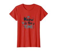 Gráfico Meow is The Time Cat Lover Camiseta, Mujer, Rojo, S
