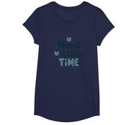 Gráfico Meow is The Time Cat Lover Camiseta, Niñas, Azul Marino, XS