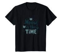 Gráfico Meow is The Time Cat Lover Camiseta, Niños, Negro, 10 años