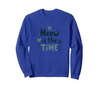 Gráfico Meow is The Time Cat Lover Sudadera, Unisex para Adultos, Azul Real, M