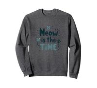 Gráfico Meow is The Time Cat Lover Sudadera, Unisex para Adultos, Jaspeado Oscuro, L