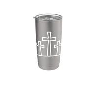 Gráfico minimalista de fe de tres cruces Vaso térmico de acero inoxidable de doble pared