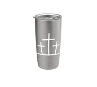 Gráfico minimalista de fe de tres cruces Vaso térmico de acero inoxidable de doble pared