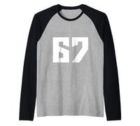 Gráfico Minimalista Simple con números Modernos y Deportivos de 67 Camiseta Manga Raglan