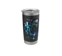 Gráfico misterioso de ciencia ficción sobre secuestro de ovnis alienígenas, encuentro cósmico Vaso térmico de acero inoxidable de doble pared
