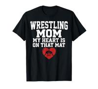 Gráfico My Heart Is On That Mat Wrestling Mom Camiseta