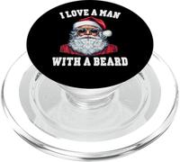 Gráfico navideño Divertido de Papá Noel con Texto «I Love a Man with a Beard» PopSockets PopGrip para MagSafe