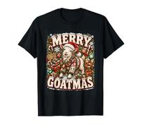 Gráfico navideño Retro de Farm Goat Merry Goatmas Camiseta gráfica económica