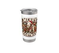 Gráfico navideño retro de Farm Goat Merry Goatmas Vaso térmico de acero inoxidable de doble pared