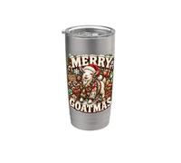 Gráfico navideño retro de Farm Goat Merry Goatmas Vaso térmico de acero inoxidable de doble pared