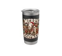 Gráfico navideño retro de Farm Goat Merry Goatmas Vaso térmico de acero inoxidable de doble pared