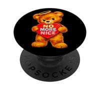 Gráfico No More Nice Grumpy Fuzzy Bear Angel Heart PopSockets PopGrip Adhesivo