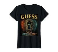 Gráfico Oculto Vintage Guess What Changed Me Mystery Eye Camiseta gráfica económica, Mujer, Negro, L