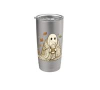 Gráfico otoñal vintage y acogedor de Ghost Pumpkin Spice Latte Vaso térmico de acero inoxidable de doble pared