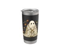 Gráfico otoñal vintage y acogedor de Ghost Pumpkin Spice Latte Vaso térmico de acero inoxidable de doble pared