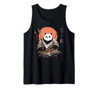 Gráfico Panda Guerrero Puesta de Sol japonés Ukiyo-e Arte Camiseta sin Mangas