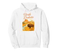 Gráfico panorámico de Bison Badlands Prairie de Dakota del Norte Sudadera con Capucha