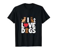 Gráfico para Entusiasta Canina I Love Dogs Camiseta gráfica económica, Hombre, Negro, M