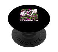 Gráfico «Pink and Green Out Here Being Cute» en verde y rosa PopSockets PopGrip Adhesivo