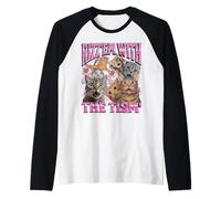 Gráfico pirateado de memes de Rizz Em con el divertido gato de los años 90 Camiseta Manga Raglan
