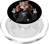 Gráfico Pop con Doble Signo de la Paz de Cavalier Spaniel para Perro y niña PopSockets PopGrip para MagSafe