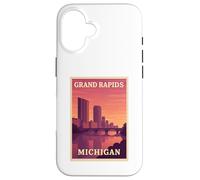 Gráfico Postal de Recuerdo de Viaje Vintage de Grand Rapids Michigan Carcasa para iPhone 16