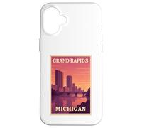 Gráfico Postal de Recuerdo de Viaje Vintage de Grand Rapids Michigan Carcasa para iPhone 16 Plus