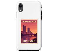Gráfico Postal de Recuerdo de Viaje Vintage de Grand Rapids Michigan Carcasa para iPhone XR