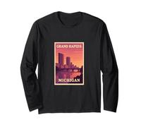 Gráfico Postal de Recuerdo de Viaje Vintage de Grand Rapids Michigan Manga Larga