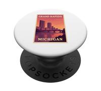 Gráfico Postal de Recuerdo de Viaje Vintage de Grand Rapids Michigan PopSockets PopGrip Adhesivo