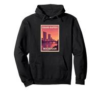 Gráfico Postal de Recuerdo de Viaje Vintage de Grand Rapids Michigan Sudadera con Capucha