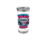 Gráfico retro Boombox de Life Without A Good Beat Is Boring Vaso térmico de acero inoxidable de doble pared