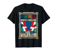 Gráfico Retro con la Bandera de Asheville, Carolina del Norte, un Lugar emblemático para Viajar Camiseta