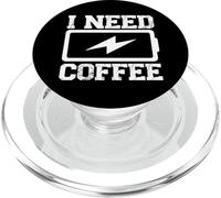Gráfico Retro con Texto «I Need Coffee Battery» PopSockets PopGrip para MagSafe
