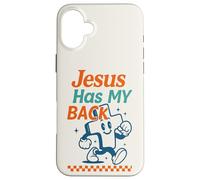 Gráfico Retro Cristiano de Jesus Has My Back Cross Carcasa para iPhone 16 Plus