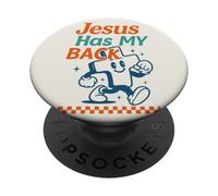 Gráfico Retro Cristiano de Jesus Has My Back Cross PopSockets PopGrip Adhesivo