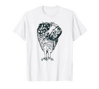 Gráfico Retro de Arte Popular Bohemio con Forma de búho Curioso con Cabeza Inclinada Camiseta