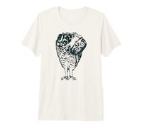 Gráfico Retro de Arte Popular Bohemio con Forma de búho Curioso con Cabeza Inclinada Camiseta Premium