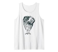 Gráfico Retro de Arte Popular Bohemio con Forma de búho Curioso con Cabeza Inclinada Camiseta sin Mangas