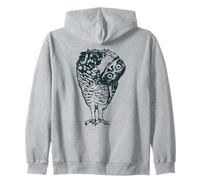 Gráfico Retro de Arte Popular Bohemio con Forma de búho Curioso con Cabeza Inclinada Sudadera con Capucha