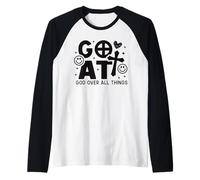 Gráfico Retro de Goat God Over All Things Christian Faith Camiseta Manga Raglan