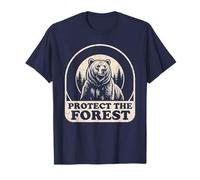 Gráfico Retro de la Naturaleza de un Oso Pardo Llamado Protect The Forest Camiseta