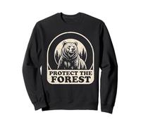 Gráfico Retro de la Naturaleza de un Oso Pardo Llamado Protect The Forest Sudadera
