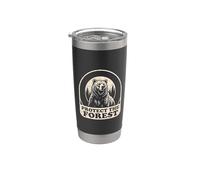 Gráfico retro de la naturaleza de un oso pardo llamado Protect The Forest Vaso térmico de acero inoxidable de doble pared